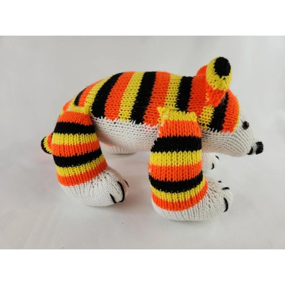 CROCHETED handmade knitted Chunky‎ Knit tiger cub Calico Cat Striped Bear plush